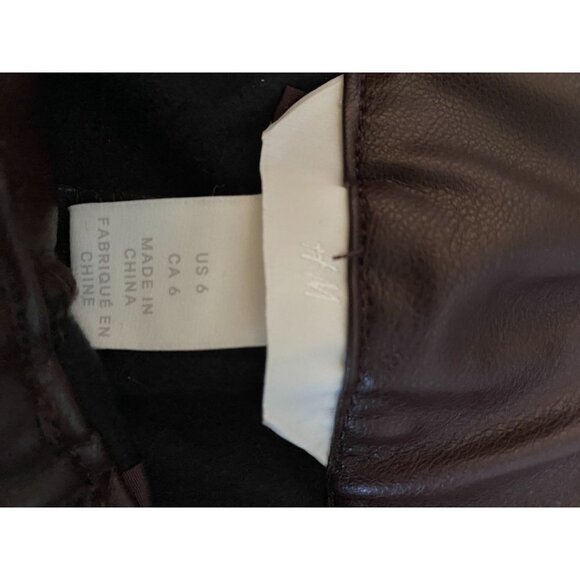 H & M NWOT Faux Leather High Waisted Wide Leg Culottes In Chocolate Brown 6 - Picture 6 of 7